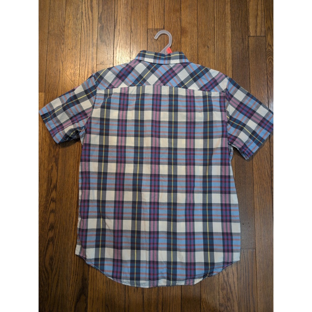 American Eagle Outfitters Mens Medium Plaid Short Sleeve Button Down Shirt Blue - Picture 5 of 7